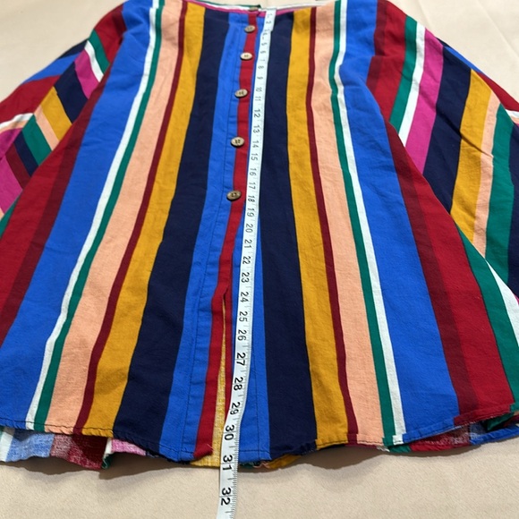 Truly 4 You Colorful Vertical Stripe Button Up Skirt. - Picture 8 of 8